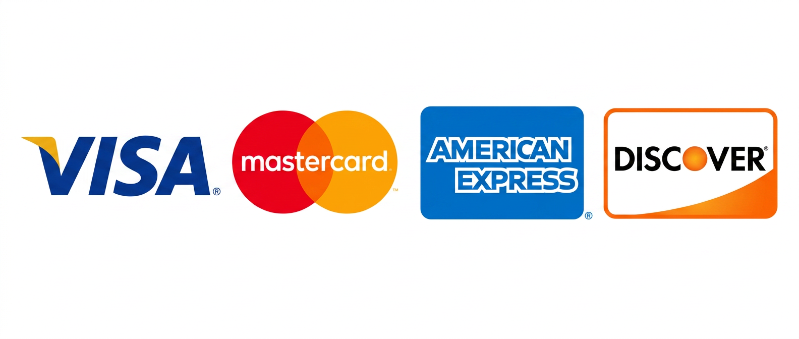 Visa, MasterCard, American Express, and Discover